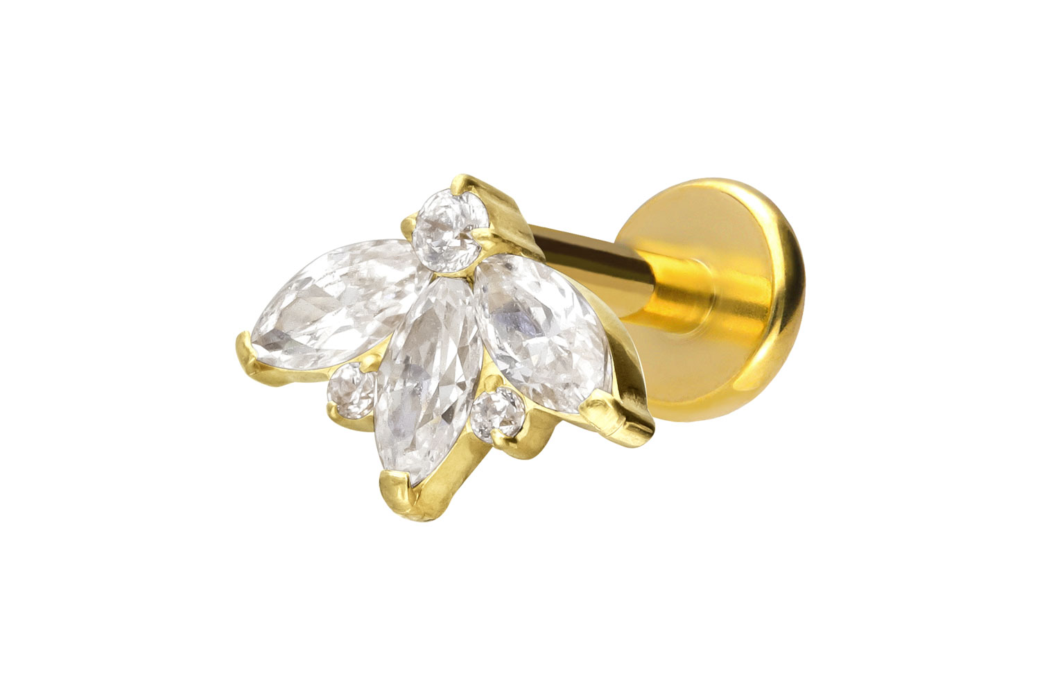 Titan Labret Piercing mit Push Fit LOTUSBLÜTE